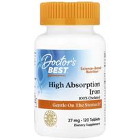 Doctor's Best Gerai įsisavinama geležis su ferrochel 27 mg - 120 tablečių