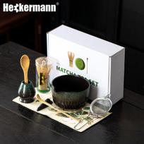 Matcha arbatos rinkinys Heckermann Takumi 8in1 keramika tamsiai žalia bambukas
