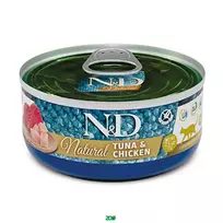 N&D Natural Cat Wet Tuna&Chicken konservuotas pašaro papildas katėms, tunas, vištiena; 70g, 140g