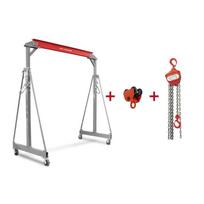 Mobilus ožinis kranas 2T su grandininiu keltuvu ir vežimėliu 2000 kg MW Tools