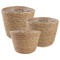Jūros žolės augalų krepšiai 3 pcs Natūrali Ø26 x 19 cm