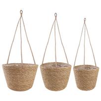 Jūros žolės augalų krepšiai 3 pcs Natūrali Ø26 x 19 cm