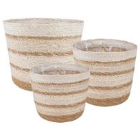 Jūros žolės augalų krepšiai 3 pcs Natūralus Baltas ir Kreminis