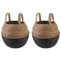 Vazonas su rankenomis 2 pcs Juoda Ø 22 x 20 cm 100% Jūros žolė