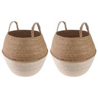 Vazonas su rankenomis 2 pcs Balta Ø 32 x 32 cm 100% Jūros žolė