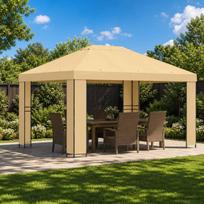 Pavėsinė 4 × 3 m Kreminė Poliesteris ir plienas 190 gsm