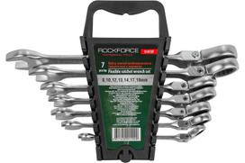 Terkšlinių kombinuotų raktų rinkinys, rinkinys Rockforce RF-51072F, 250 mm, 8 - 19 mm, 7 vnt.