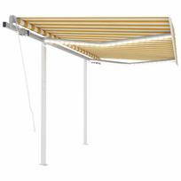 vidaXL Markizė su LED ir vėjo jutikliu, geltona/balta, 3,5x2,5m