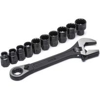 ⬡ Reguliuojamo rakto su perveriamomis galvutėmis rinkinys 11 vnt. (10-19 mm) juodas (ST09000, SATA)