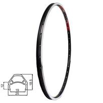 Ratlankis 26", HL20DD v-brake, 36H, dvigubas, su kniedėmis (juodas)