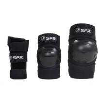 Vaikiškos apsaugos keliams, alkūnėms ir delnams SFR YOUTH RAMP TRIPPLE PAD SET S (juodos)