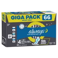 Always Ultra Secure Night Size 4 Higieniniai Paketai su Sparneliais, 66 vnt.