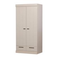 Pilkai smėlinės spalvos iš pušies masyvo drabužių spinta 94x195x53 cm Connect – WOOOD