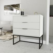 Komoda su stalčiais MILO ant metalinio rėmo 80 cm Spalvos: Juoda / balta matinė