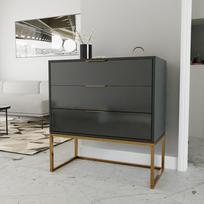 Komoda su stalčiais MILO ant metalinio rėmo 80 cm Spalvos: matinė auksinė / juoda blizgi