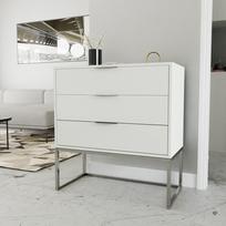 Komoda su stalčiais MILO ant metalinio rėmo 80 cm Spalvos: chromas / matinė balta
