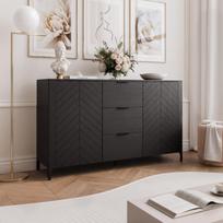 Komoda su stalčiais LORIEN 153 cm Spalvos: Juoda painflow