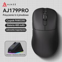 Mysz Ajazz Mysz gamingowa bezprzewodowa Ajazz AJ179PRO -3 Mod-Black-Pixart 3395-8K Charging Dock | AJ179-PRO-B | 6976412983351