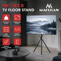 „Maclean“ televizoriaus laikiklis / grindinis stovas, 37–80", maks. VESA 600x400, maks. 60 kg, MC-182 B