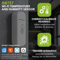 „GreenBlue“ WiFi temperatūros ir drėgmės jutiklis, „Android“/„iOS“/„Alexa“/„Google Home“, 3,0 V DC, LR03x2, GB737