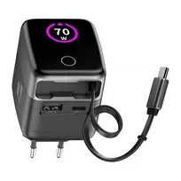 Maitinimo įkroviklis - Newell GaN 70 W TFT įkroviklis USB-C, USB-A, integruotas laidas