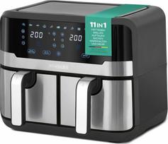 Heinrich‘’s HFR 8214 Double hot air fryer 2 x 4.5 l = 9.0 l 1300-2400 W Black - Silver | HFR 8214 | 4260707282505