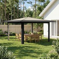 Gazebo be šoninės sienos 4 x 4 m Kremo ir antracito