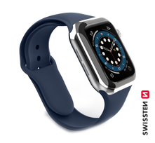 Swissten Išmaniojo laikrodžio Apple 1/2/3/4/5/6/SE silikoninis dirželis, Mėlynos spalvos, 42/44mm