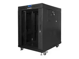 LANBERG FF01-8015-12BL free-standing rack 19inch self-assembly flat pack 15U/800x1000mm black glass door LCD
