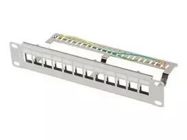 LANBERG patch panel blank 12 port 10/1U FTP for keystone modules grey