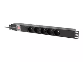 LANBERG PDU Power Distribution Unit 19 inch 1U 16A 5x french 2m outlets Black