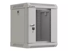 LANBERG cabinet 10 inch wall-mount 6U 300x300 glass door flat pack grey