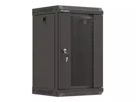 LANBERG cabinet 10 inch wall-mount 9U 300x300 glass door black flat pack