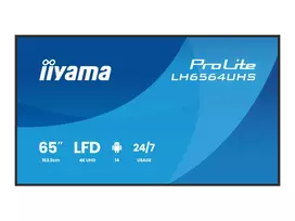 IIYAMA 65inch 3840x2160 UHD VA DLED panel Haze 25percent 500cd/m2 Landscape and Portrait Speakers 2x 10W 2x HDMIx 1x USB-C DP