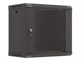 LANBERG rack cabinet wall-mount 19inch 9U/540x350 black flat pack with glass door