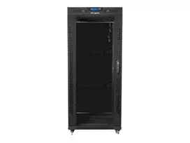 LANBERG free standing rack 19inch cabinet 27U 600x600 glass door LCD flat pack black
