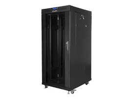 LANBERG free standing rack 19inch cabinet 27U 800x1000 glass door LCD flat pack black