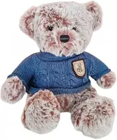 Lean Toys Pliušinis žaislas - meškiukas su mėlynu megztuku, 21 cm