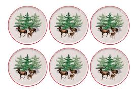 Lėkščių rinkinys pietų Hermia Deer Pastoral, 25.5 cm x 25.5 cm x 2.5 cm, ruda sp./balta sp./raudona sp.