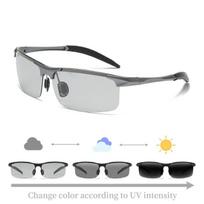 2022 m. Nauji fotochrominiai akiniai nuo saulės Vyriški poliarizuoti dieniniai naktiniai vairavimo akiniai Apsauginiai akiniai nuo akinimo pusiau be rėmelių chameleonas Gafas De Sol white