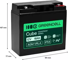 Green Cell Greencell AGM VRLA 12V 18Ah maintenance-free battery for cash registers toys cameras (181x77x167mm)