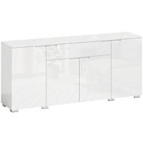 Komoda indauja su stalčiumi, lentynomis soft close, 180 cm balta blizgi