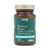 H&B mėlynių ekstraktas su vitaminu A ir akišveite regėjimui, 60 tablečių