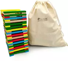 Medinės kūrybinės kaladėlės Wabi Planks 12 cm, 200 vnt., vaikams nuo 3 metų, spalvotos