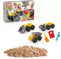 ArtCraft Kūrybinis kinetinio smėlio rinkinys su statybiniais automobiliais, vaikams nuo 3 metų, lavina motoriką ir vaizduotę