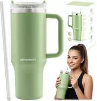 Vakuuminis termosas-puodelis su šiaudeliu 1180 ml, žalias Berdsen