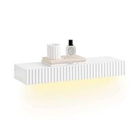 SoBuy Plaukiojanti Sieninė Lentyna FHK38-W Balta 60x20x8 cm Su Stalčiu Ir LED Apšvietimu