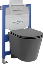 Mexen Rico paslėptas WC rėmas Fenix XS-U su unitazu ir lėtai nusileidžiančiu dangčiu, tamsiai pilkos matinės spalvos, 48x36,5x82