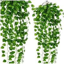 Dirbtinės Gėlės – Žalias Kabantis Dekoratyvinis Augalas, 2 vnt., Light Green Branch