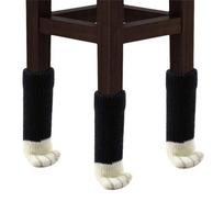 4vnt katės letenos baldai kėdės kojos užvalkalas kėdės pėdos rankovės grindys mezgimo kojinės stalo pėdų kilimėlis 4Pcs juoda